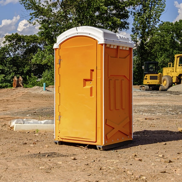 how often are the portable restrooms cleaned and serviced during a rental period in Mapleton KS